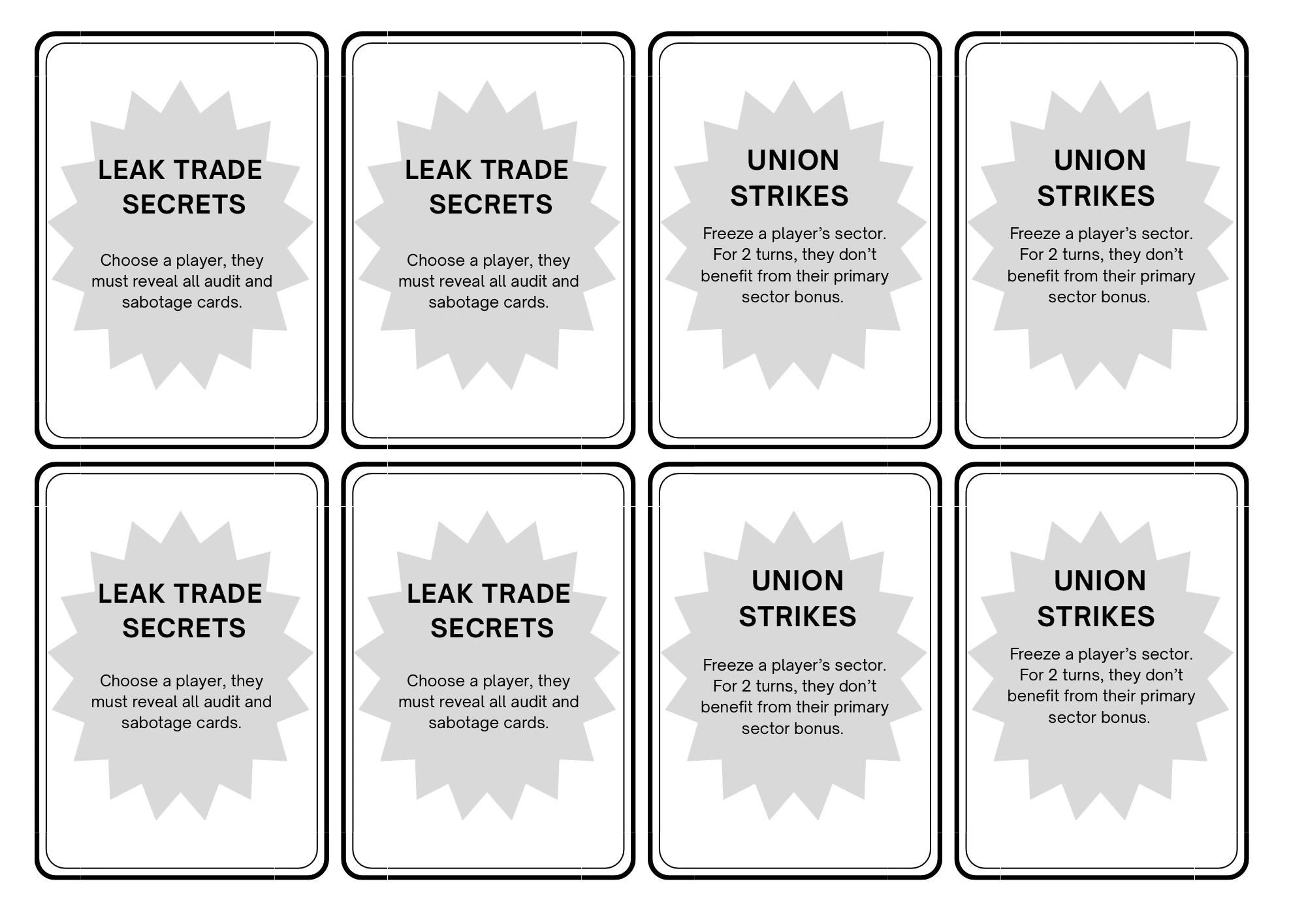 Sabotage cards prototype