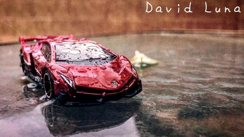 Hot Wheel car in the rain
